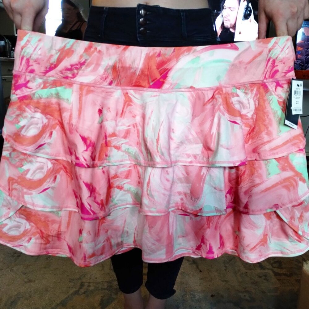 NWT-- IDEOLOGY SKORT- PINK SCHOCK--2X--224